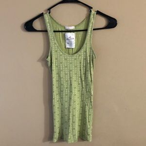 Hollister green tank with white flowers